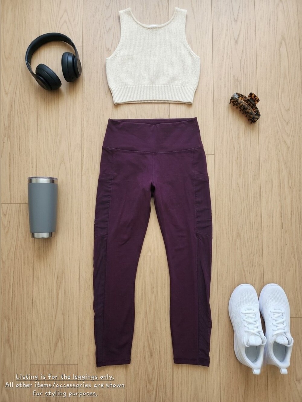 2017 Fabletics Powerhold Crop Mesh Pocket Workout Legging Blackberry Small Capri
